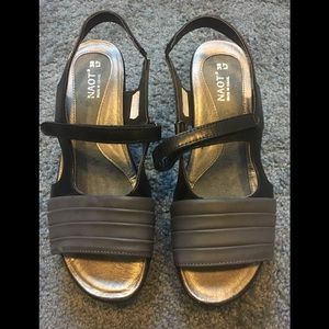 NEW NAOT wedge sandals, gray and black
